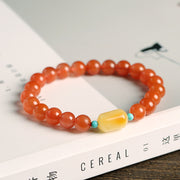 Natural Red Agate Beeswax Beads Women Bracelets