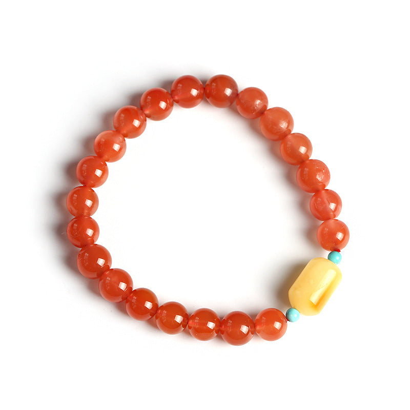 Natural Red Agate Beeswax Beads Women Bracelets