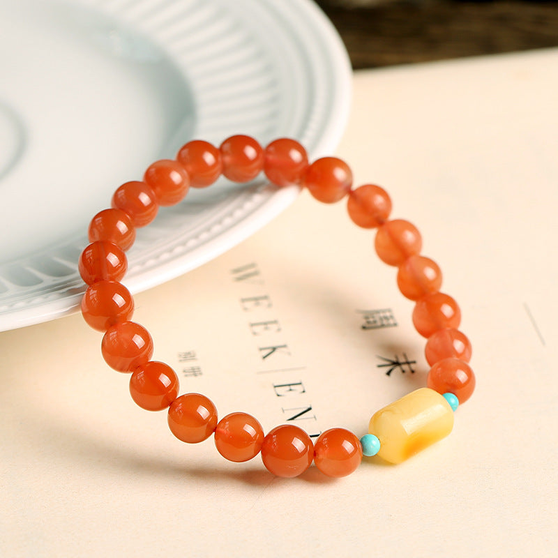 Natural Red Agate Beeswax Beads Women Bracelets