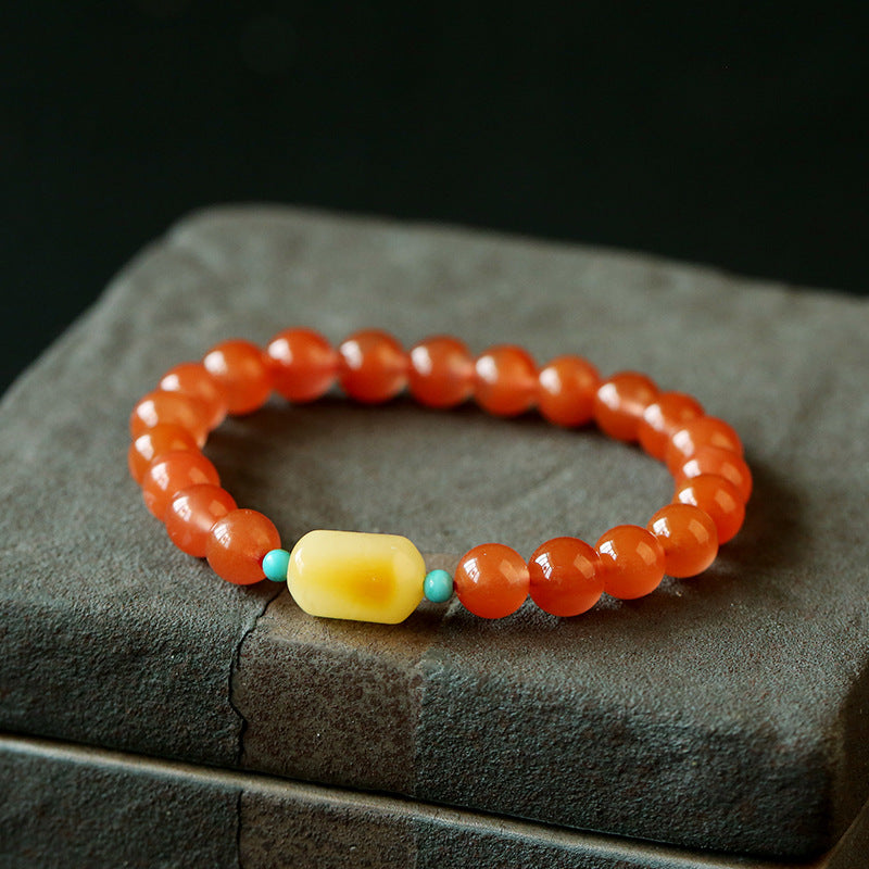 Natural Red Agate Beeswax Beads Women Bracelets