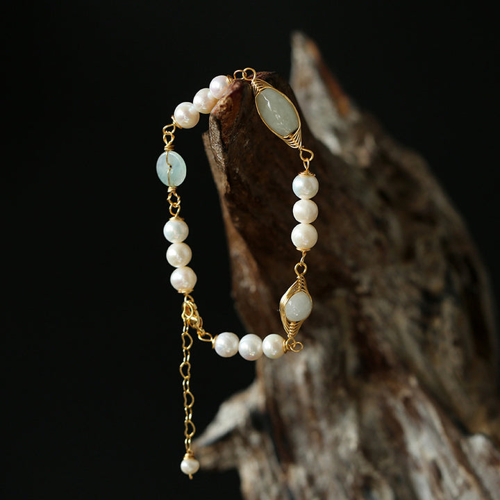 Pearls Jade Pendant Woman Beads Bracelets
