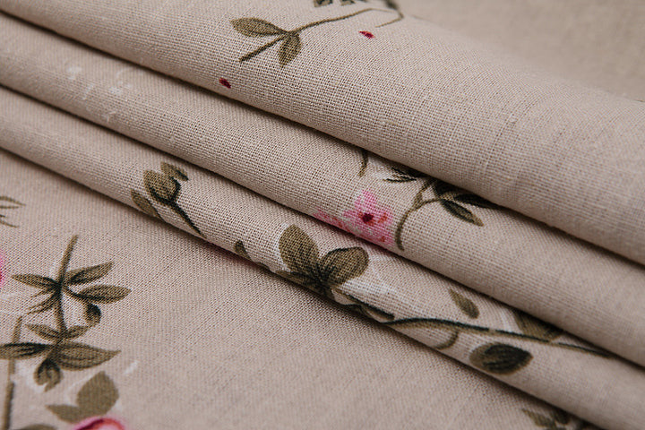 Floral Linen Midi Cheongsam Qipao Dress