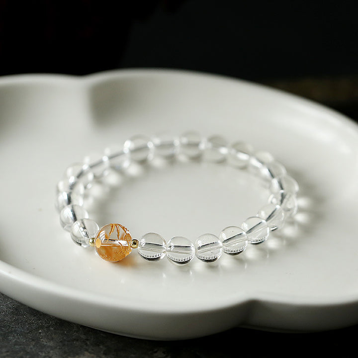 White Crystal Dragon Beads Woman Bracelets