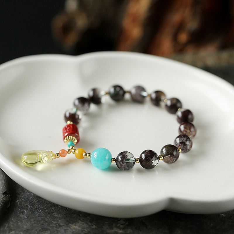 Black Obsidian Moneybag Pendant Beads Bracelets