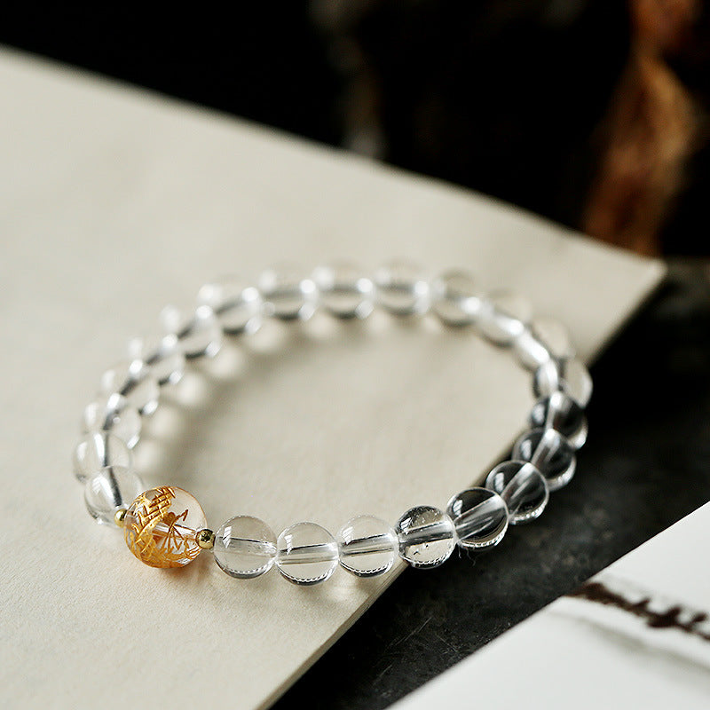 White Crystal Dragon Beads Woman Bracelets