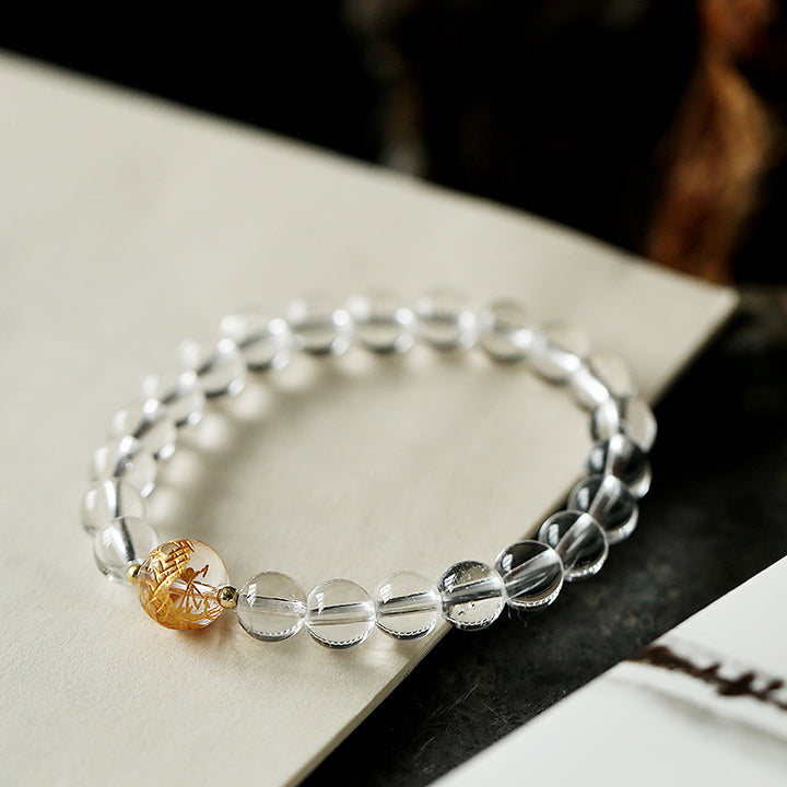 White Crystal Dragon Beads Woman Bracelets