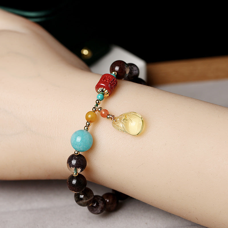 Black Obsidian Moneybag Pendant Beads Bracelets