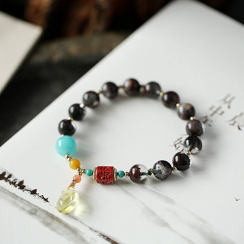 Black Obsidian Moneybag Pendant Beads Bracelets