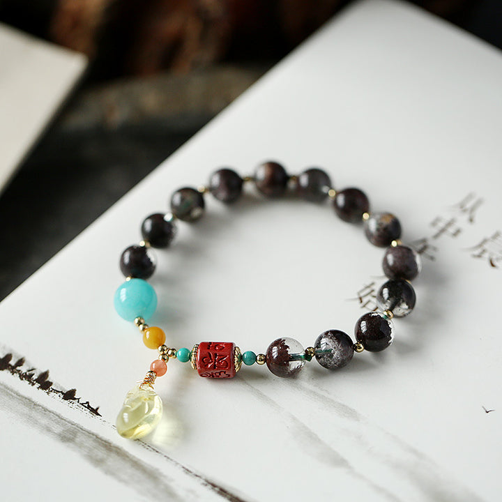 Black Obsidian Moneybag Pendant Beads Bracelets