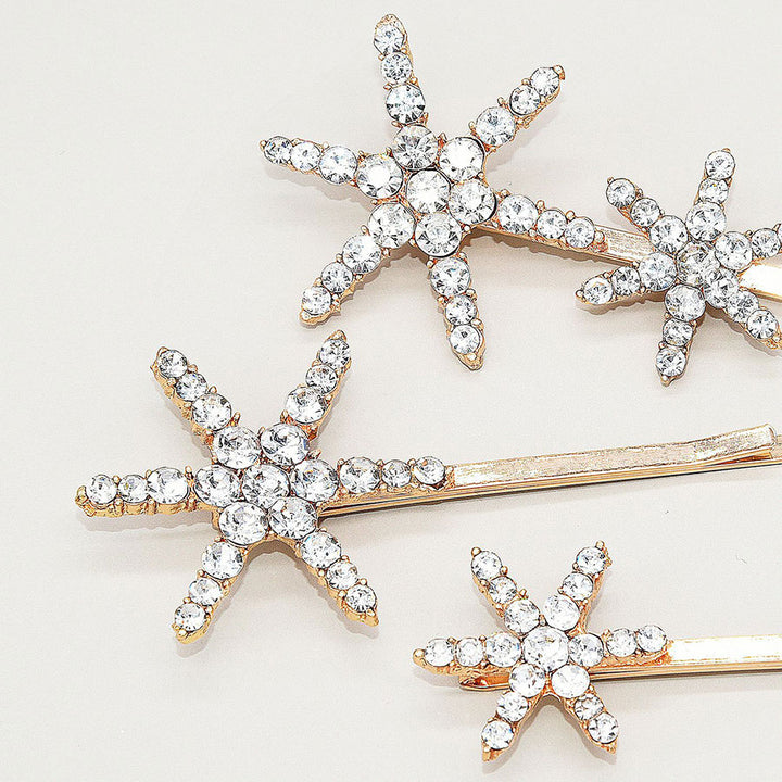 3 Pcs Rhinestone Star Wedding Bridal Hair Clips
