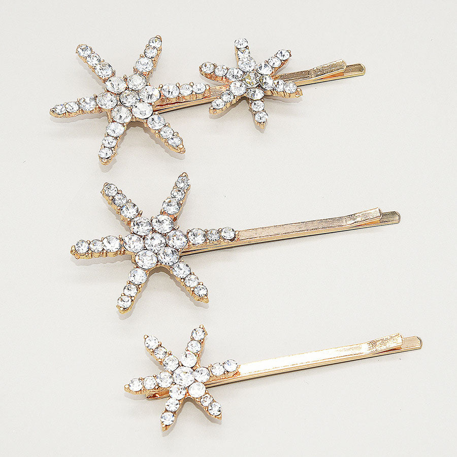 3 Pcs Rhinestone Star Wedding Bridal Hair Clips