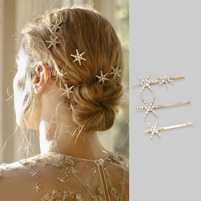 3 Pcs Rhinestone Star Wedding Bridal Hair Clips