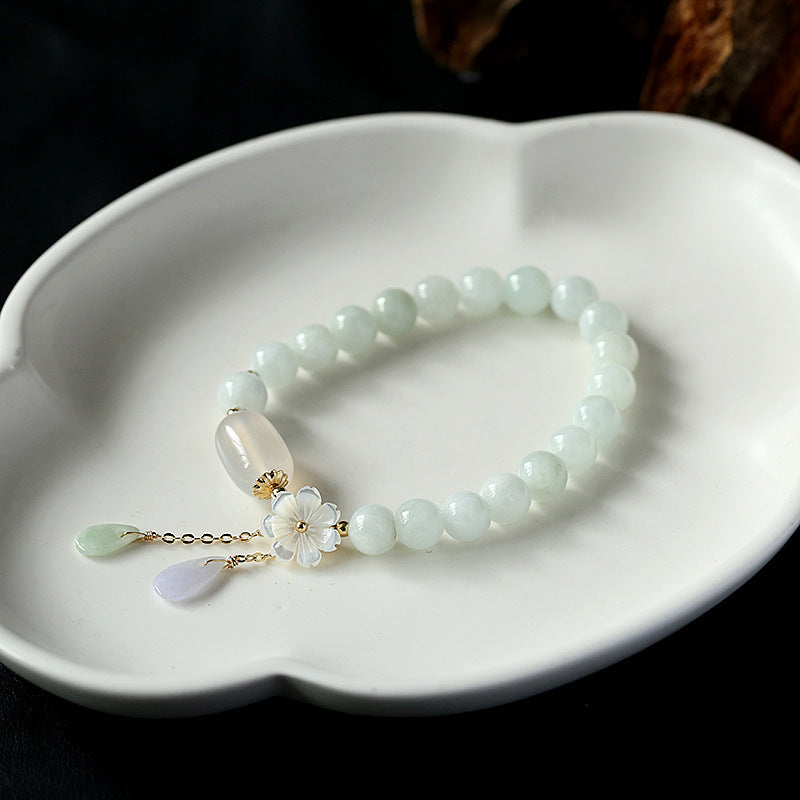 Jade Flower Pendants Woman Beads Bracelets