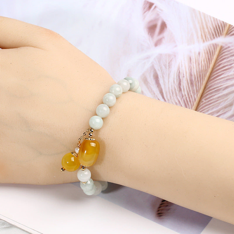 Natural Jade Agate Pendant Woman Beads Bracelets