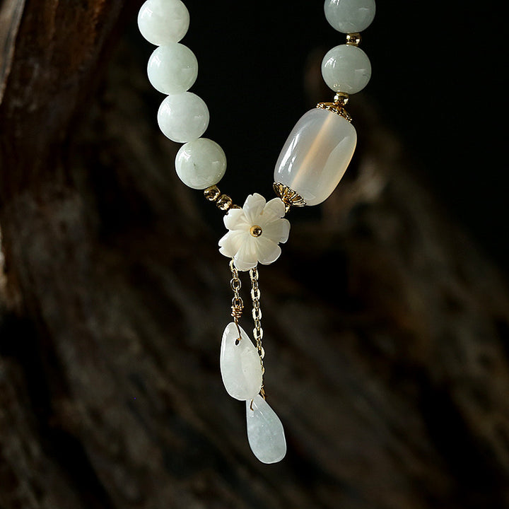 Jade Flower Pendants Woman Beads Bracelets