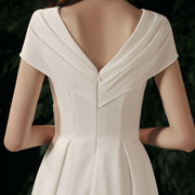 White Wrap V-neck Fit & Flare Formal Dress