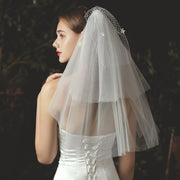 Three Tiers Tulle Wedding Bridal Veil Face Mesh With Comb