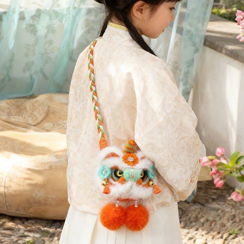 Kids Gifts Tiger Head Crossbody Furry Bag Pack Purse