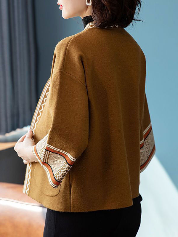 Open Front Women Mothers Knit Pocket Cardigan Jacket