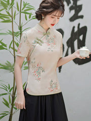 Floral Print Qipao Cheongsam Blouse Top