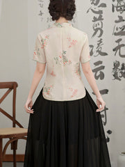 Floral Print Qipao Cheongsam Blouse Top