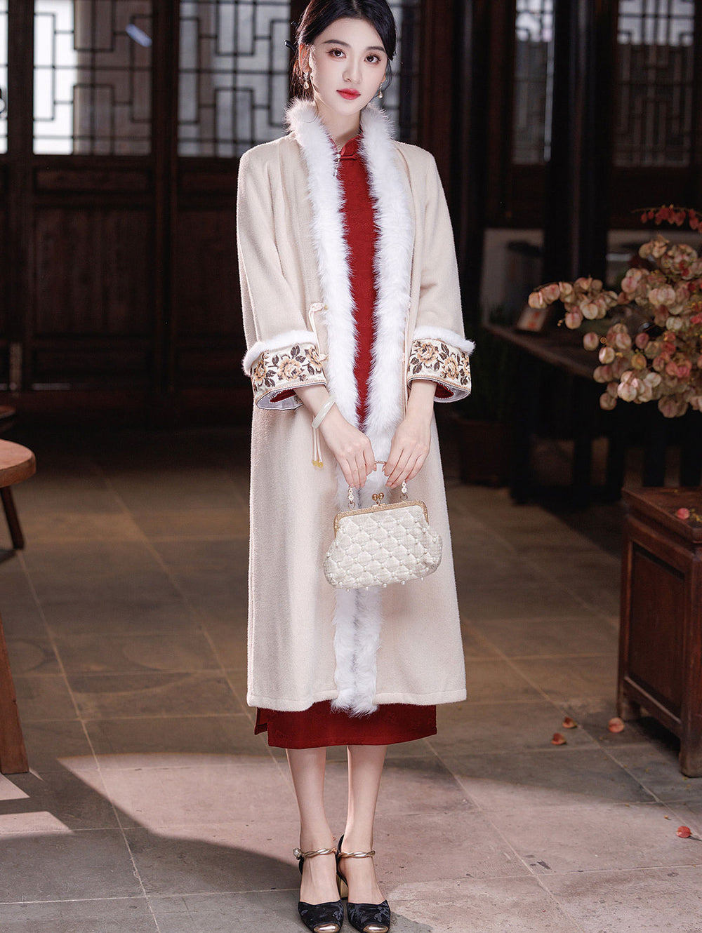 Champagne Wool Blend Oversized Poncho Cape Coat