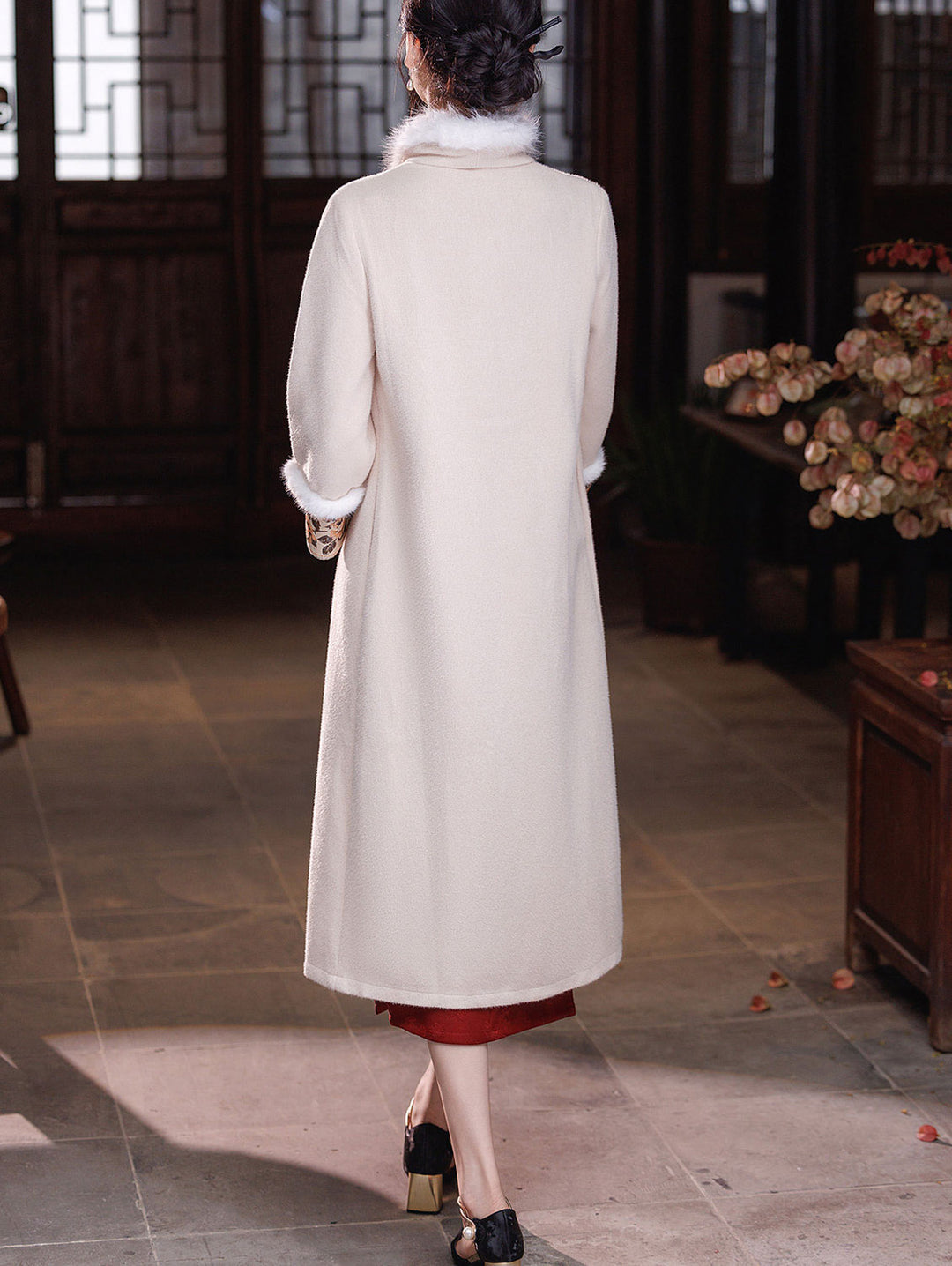 Champagne Wool Blend Oversized Poncho Cape Coat