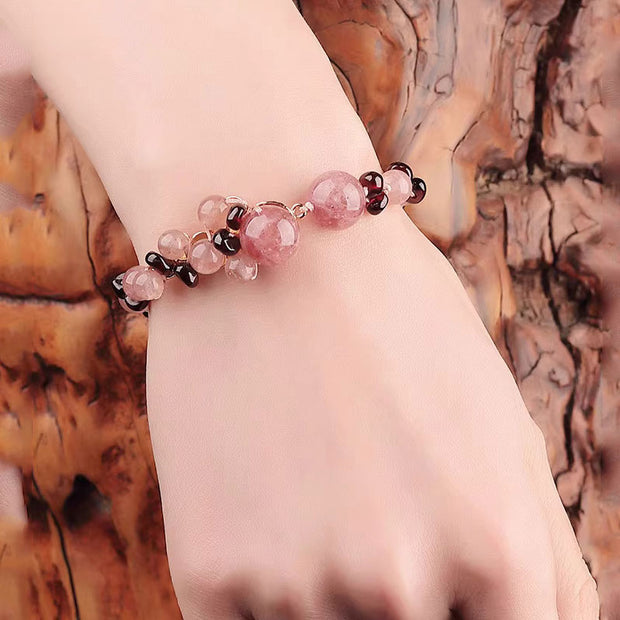 Handmade Pink Strawberry Quartz String Bracelets