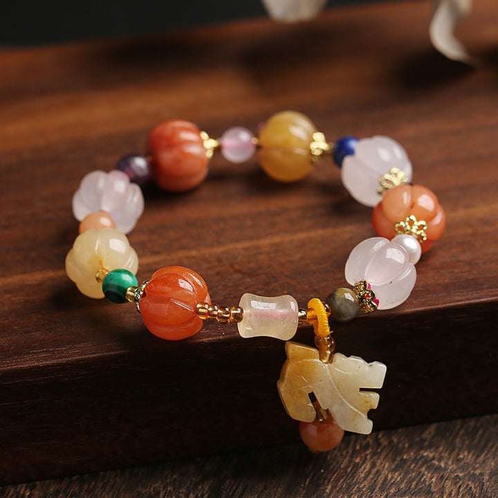 Handmade Jade Beads Gourd Pumpkin Pedants Bracelets