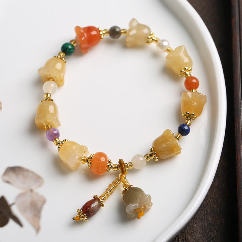 Handmade Jade Beads Gourd Pumpkin Pedants Bracelets