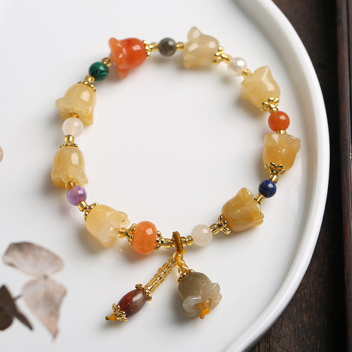 Handmade Jade Beads Gourd Pumpkin Pedants Bracelets