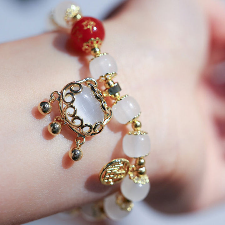 Glass Beads Longevity Lock Pedants Woman Bracelets