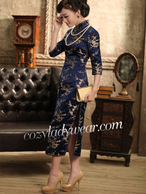 Clearance Jacquard Silk Qipao Cheongsam Dress