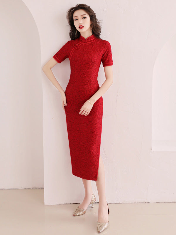 Clearance Floral Lace Cheongsam Qipao Dress