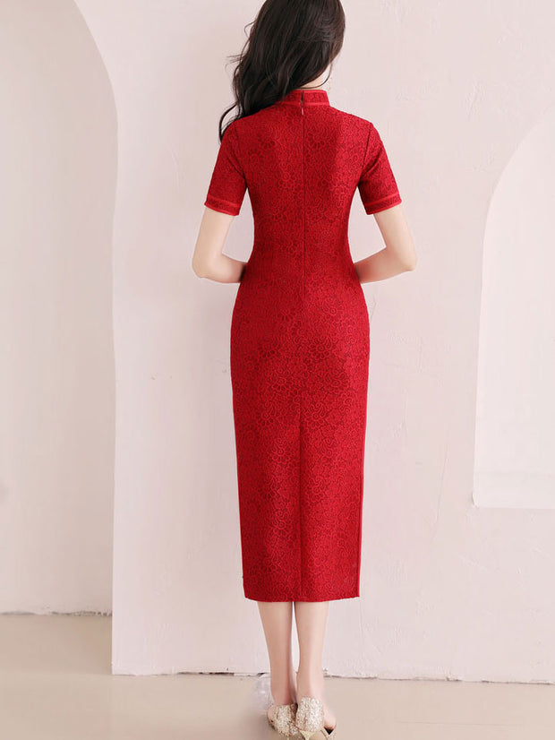 Clearance Floral Lace Cheongsam Qipao Dress