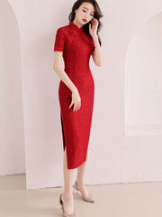 Clearance Floral Lace Cheongsam Qipao Dress