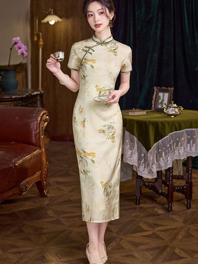 Floral Ramie Summer Qipao Cheongsam Dress
