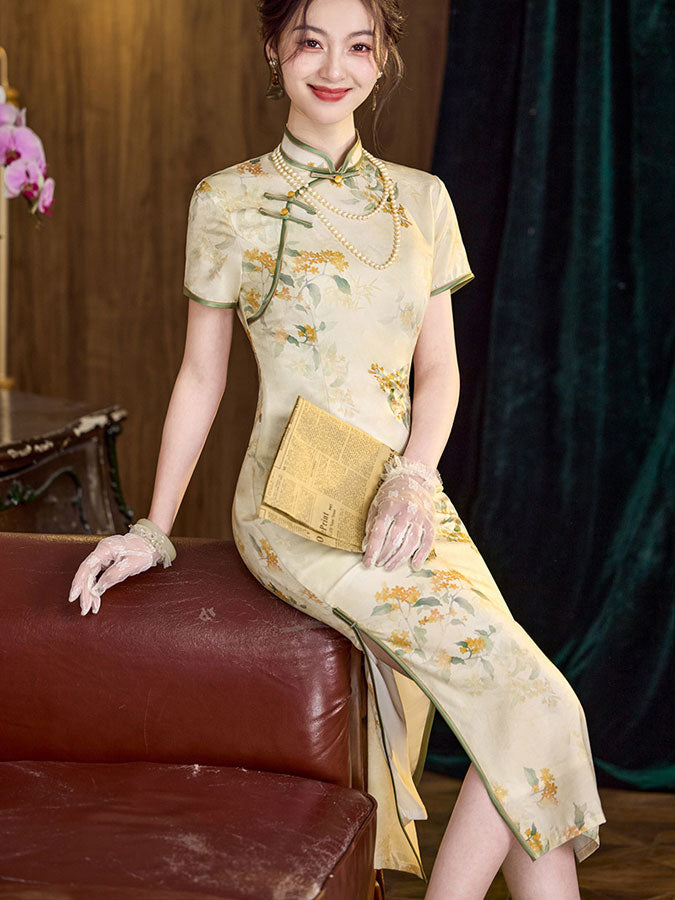 Floral Ramie Summer Qipao Cheongsam Dress