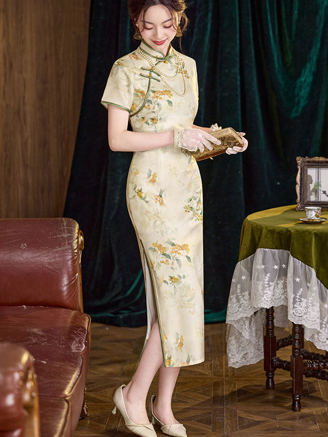 Floral Ramie Summer Qipao Cheongsam Dress
