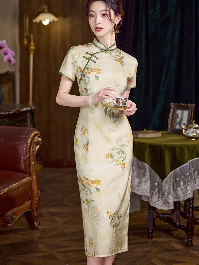 Floral Ramie Summer Qipao Cheongsam Dress