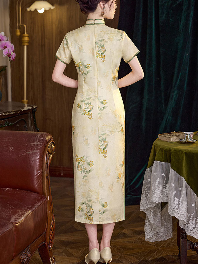 Floral Ramie Summer Qipao Cheongsam Dress
