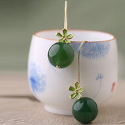 Oriental Green Agate Drop Dangle Earrings