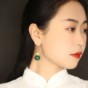 Oriental Green Agate Drop Dangle Earrings