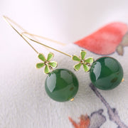 Oriental Green Agate Drop Dangle Earrings