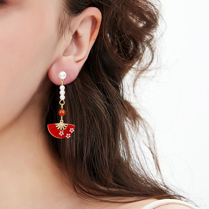 Vintage Asymmetric Fan Tassels Dangle Drop Earrings