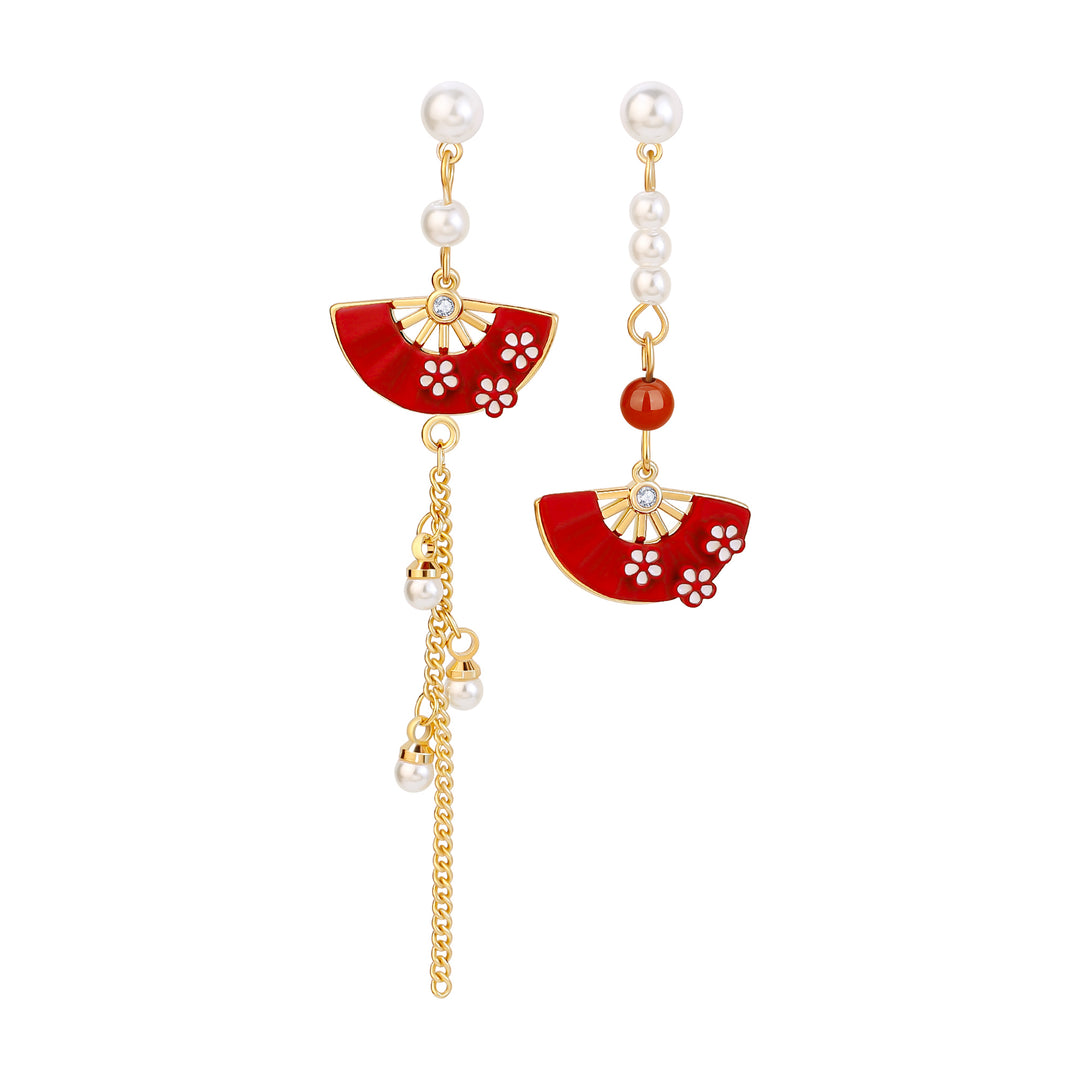 Vintage Asymmetric Fan Tassels Dangle Drop Earrings