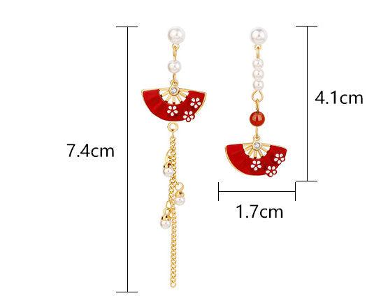 Vintage Asymmetric Fan Tassels Dangle Drop Earrings