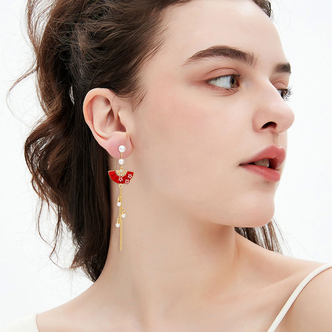 Vintage Asymmetric Fan Tassels Dangle Drop Earrings