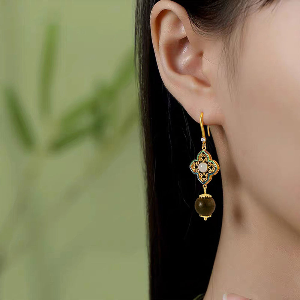 Gold Plated Four-Leaf Clover Dangle Drop Earrings