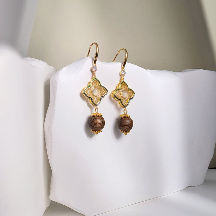 Gold Plated Four-Leaf Clover Dangle Drop Earrings